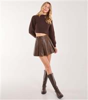 Women's Brown Pleated Mini Skirt Pink Vanilla New Look