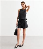 Women's Black Leather-Look Sleeveless Top New Look