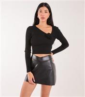 Women's Black Corsage Long Sleeved Top Pink Vanilla New Look