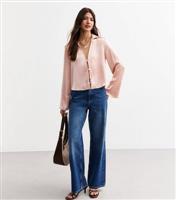 Women's Pink Satin Tie Front Shirt New Look