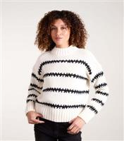 Women's Off White Abstract Stripe Jumper Blue Vanilla New Look