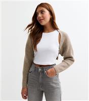 Girls' Mink Ribbed Knit Shrug New Look