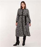 Women's Plus Size Black Contrast Print Midi Dress Curves Blue Vanilla New Look