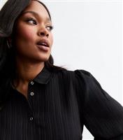 Women's Curve Black Crinkled Shirt Dress New Look