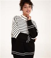 Women's Striped Knit Long Sleeve Jumper Blue Vanilla New Look