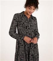 Women's Black Line Print Mini Smock Dress Blue Vanilla New Look