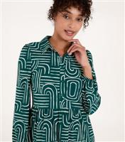 Women's Green Line Print Mini Smock Dress Blue Vanilla New Look