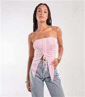 Women's Pink Bandeau Drawstring Top Pink Vanilla New Look