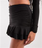 Women's Black Ruffle-Trim Mini Skirt Pink Vanilla New Look