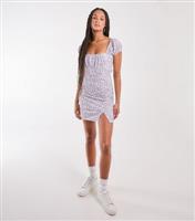 Women's Pink Floral Puff-Sleeve Mini Dress Pink Vanilla New Look
