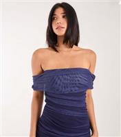 Women's Navy Mesh Ombre Bandeau Midi Dress Pink Vanilla New Look