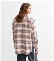 Women's Pink Check Buttoned Flannel Shirt New Look