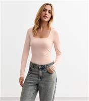 Women's Pink Square Neck Long Sleeve Bodysuit New Look
