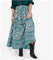Women's Floral Tiered Maxi Skirt Apricot New Look