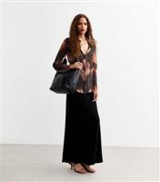 Women's Black Abstract Print Chiffon Shirt New Look