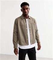 Men's Khaki Slim Heavyweight Twill Overshirt New Look