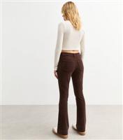 Women's Dark Brown Flared Corduroy Trousers New Look