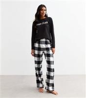 Women's Black Checked Wide Leg Trousers New Look