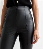 Women's Black Leather Look Leggings New Look