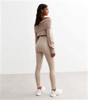 Women's Off White Leather Look Leggings New Look