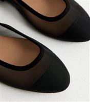 Women's Black Mesh Mary Jane Ballet Pumps New Look