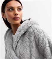 Women's Grey Quilted Diamond Dressing Gown New Look