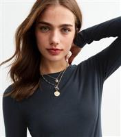 Women's Navy Cotton Blend Crew Neck Long Sleeved Top New Look