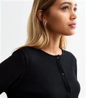 Women's Black Waffle Rib Pyjama Cardigan New Look