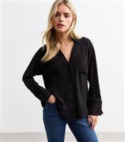 Women's Petite Black Long Sleeve Shirt New Look