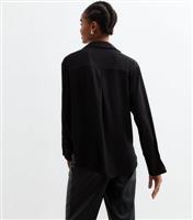 Women's Tall Black Chest Pocket Crepe Shirt New Look