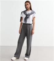 Women's Grey Pintucked Wide Leg Joggers New Look