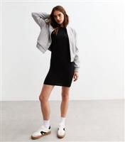 Women's Black Ribbed Long Sleeved Mini Dress New Look