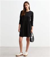 Women's Black Long Sleeve Smock Mini Dress New Look