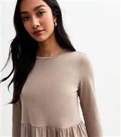 Women's Camel Long Sleeve Smock Mini Dress New Look