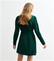 Women's Dark Green Belted Shirt Mini Dress New Look