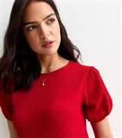 Women's Red Crinkled Short Sleeved Midi Dress New Look
