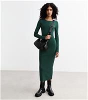 Women's Green Crew Neck Bodycon Midi Dress New Look