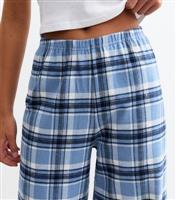 Girls' Blue Plaid Long Pyjama Set New Look