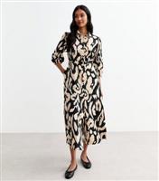 Women's Blue Abstract Print Midi Shirt Dress New Look