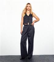 Women's Black Glitter Pinstripe Low Back Waistcoat New Look