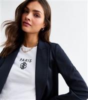 Women's Navy Blue Ponte Open Front Chuck On Blazer New Look