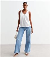 Women's Off White Lace Insert Cami Top New Look