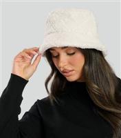 Cream Borg Quilted Bucket Hat South Beach New Look