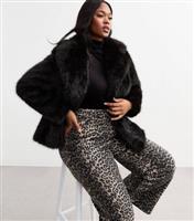 Women's Plus Size Black Faux Fur Coat Curves New Look