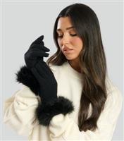Black Faux Fur Gloves South Beach New Look