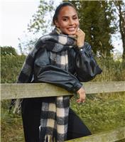 Black Checked Fluffy Scarf South Beach New Look