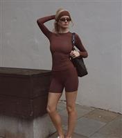 Women's Brown Crop Long-Sleeve Top WKNDGIRL New Look
