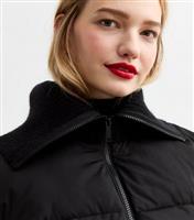 Women's Black Panelled Puffer Jacket New Look