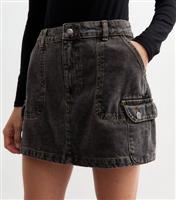 Women's Dark Grey Panelled Denim Mini Skirt New Look