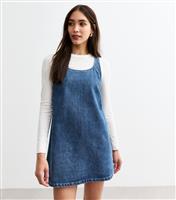 Women's Blue A Line Denim Dress New Look